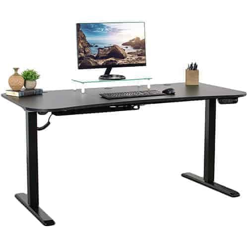 VIVO Black Electric Height Adjustable Stand Up Desk Frame, Workstation with 63 x 32 inch Table Top and Controller