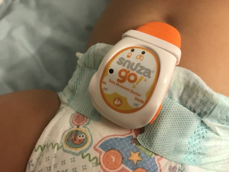 snuza go baby movement sensor on tummy